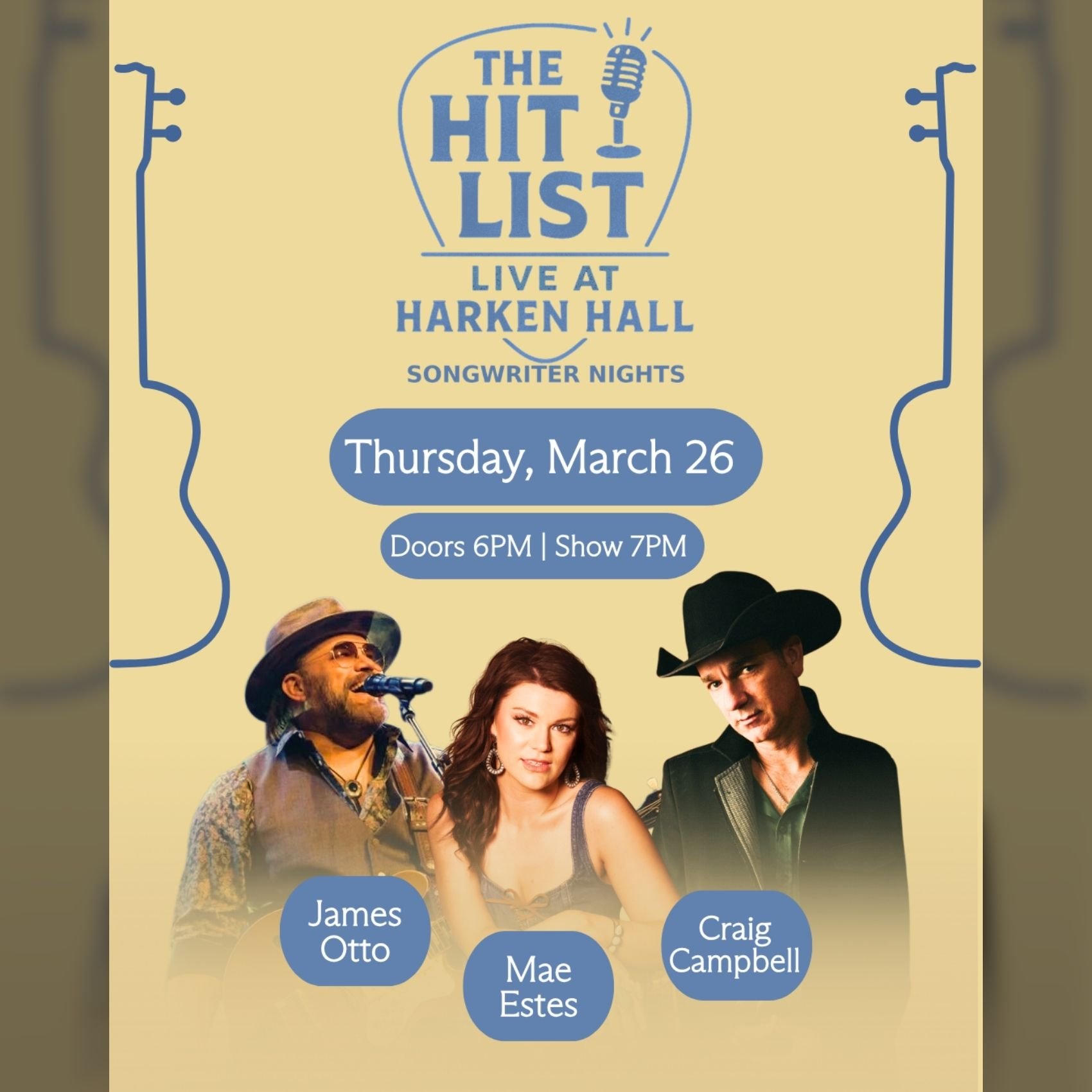 The Hit List: Songwriters Night at Harken Hall poster image