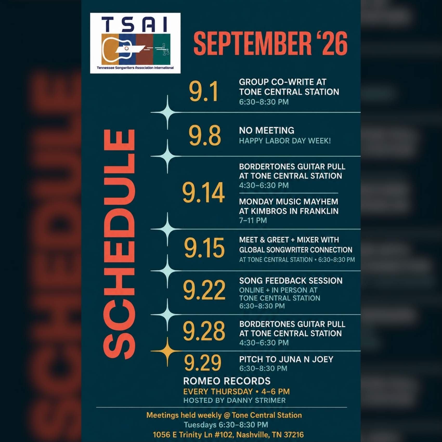TSAI Weekly Meeting - Song Feedback Session poster image