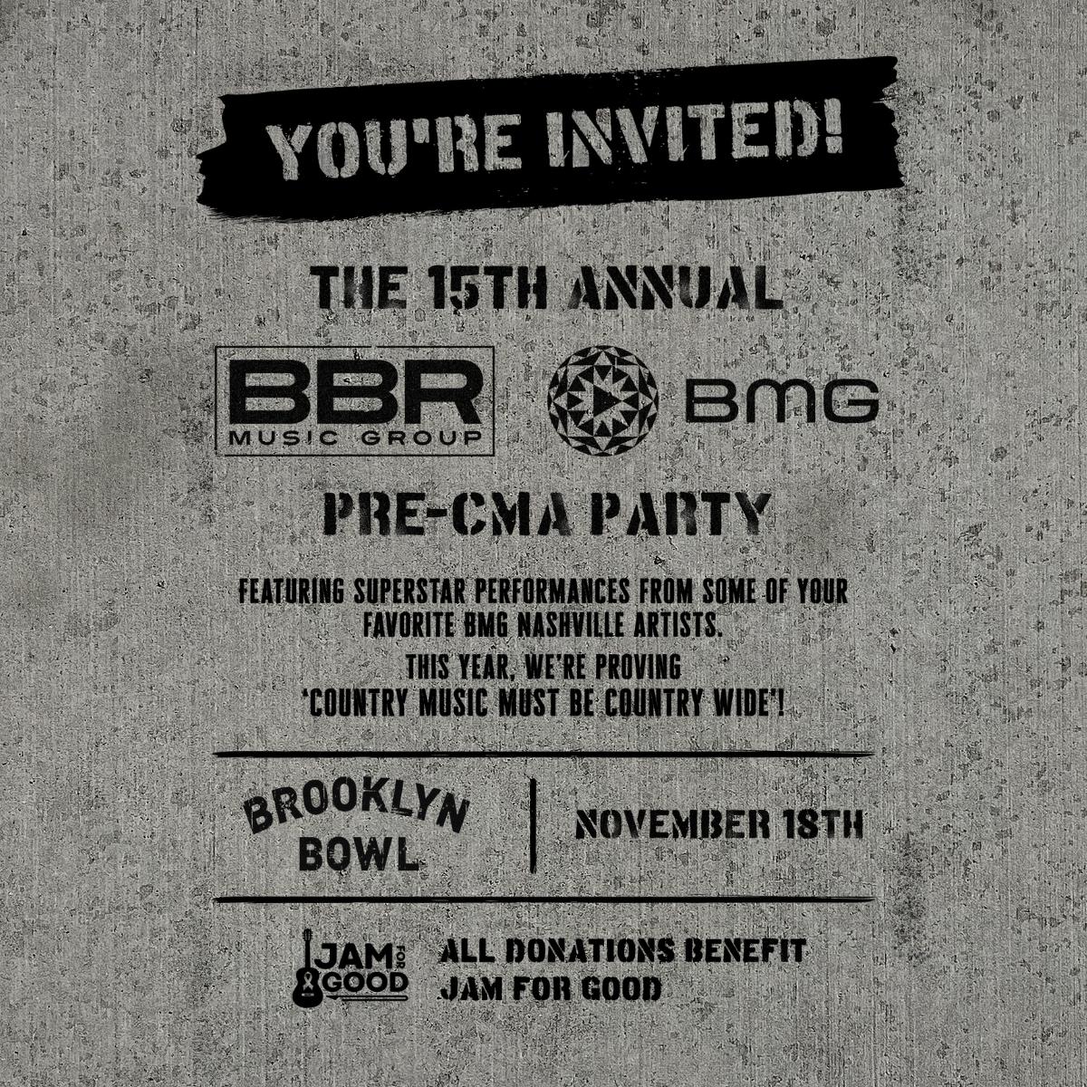 BBR Music Group / BMG Pre-CMA Party Livestream from Brooklyn Bowl Nashville poster image