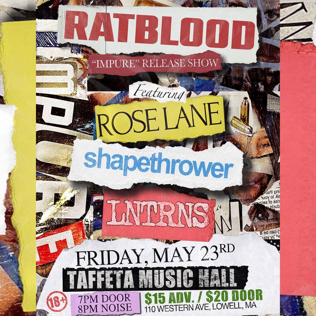 Ratblood - "Impure" Release Show w/ Rose Lane, Shapethrower and LNTRNS poster image